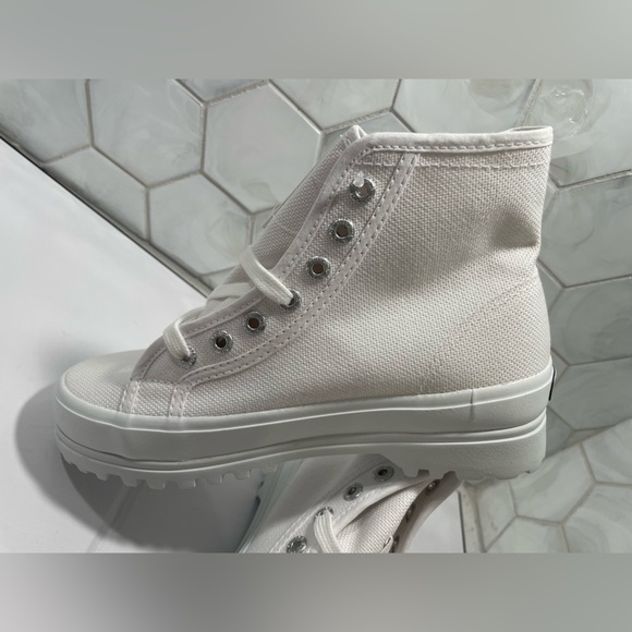 Superga White Alpina High Top Canvas Lace Up Sneakers Size 6 New In Box Athletic - Picture 11 of 14